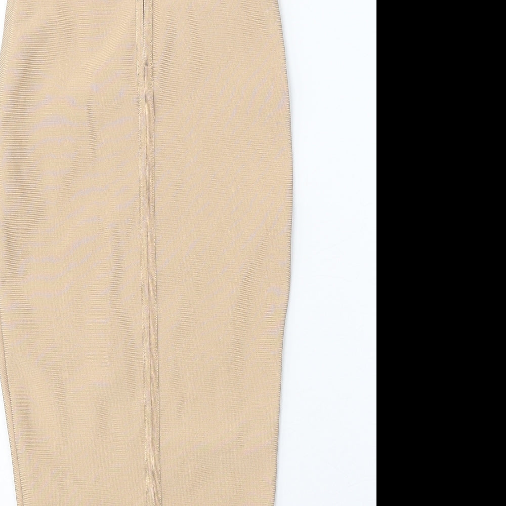 Preworn Womens Beige Polyester Bodycon One Size Off the Shoulder Pullover
