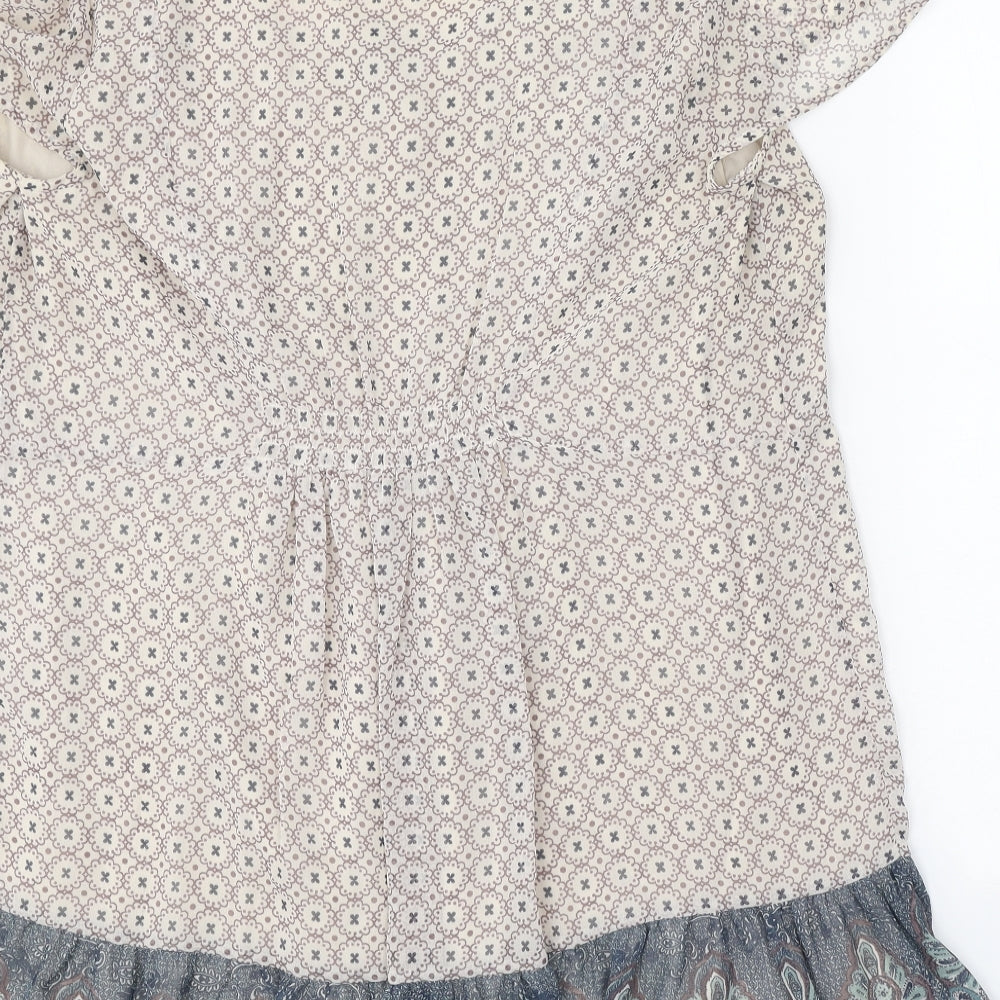 Indigo Womens Beige Geometric Polyester A-Line One Size Round Neck Tie
