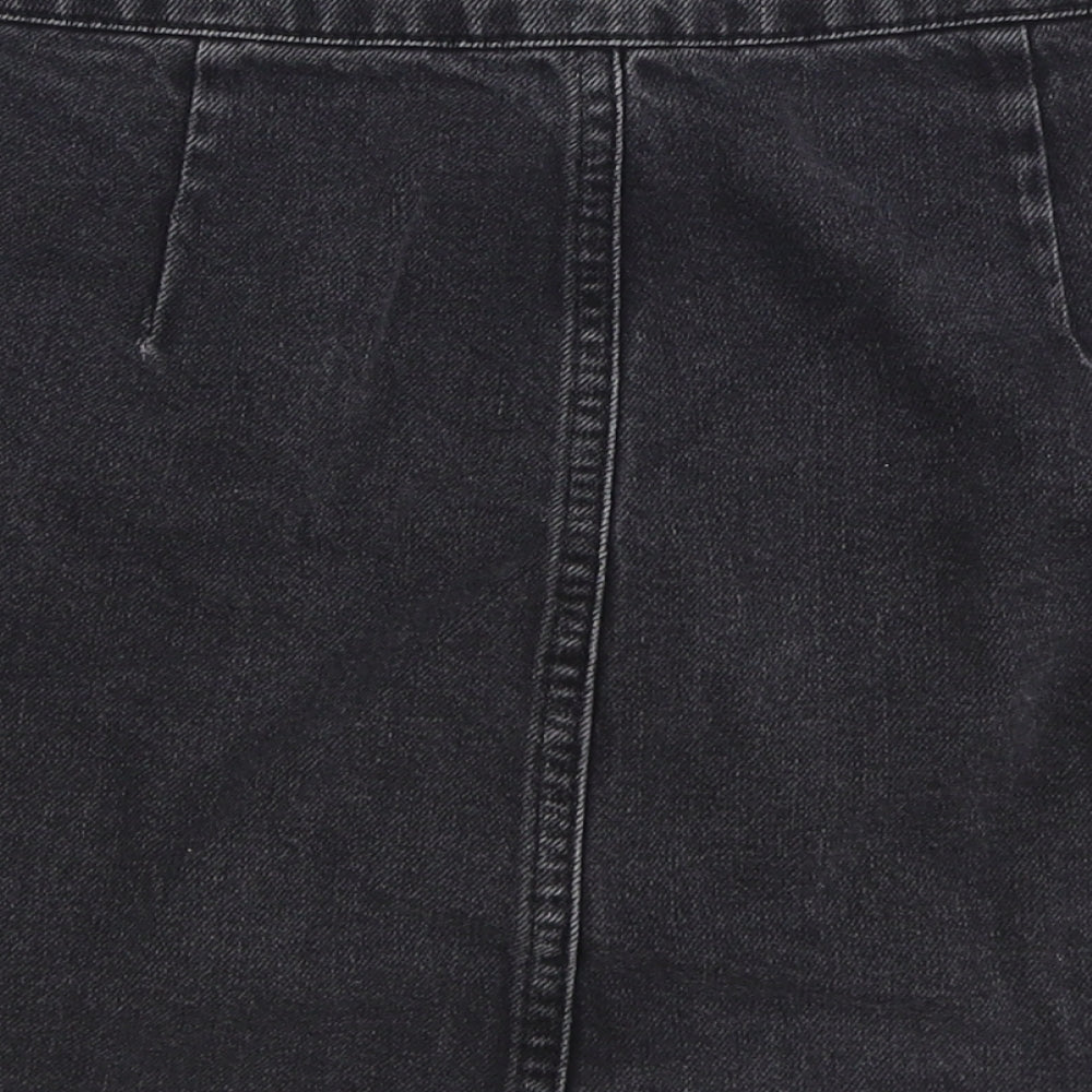 Topshop Womens Black Cotton Mini Skirt Size 28 in Button