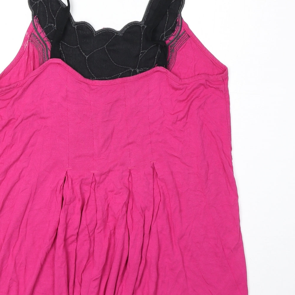 Marks & Spencer Womens Pink Viscose Basic Tank Size 14 V-Neck