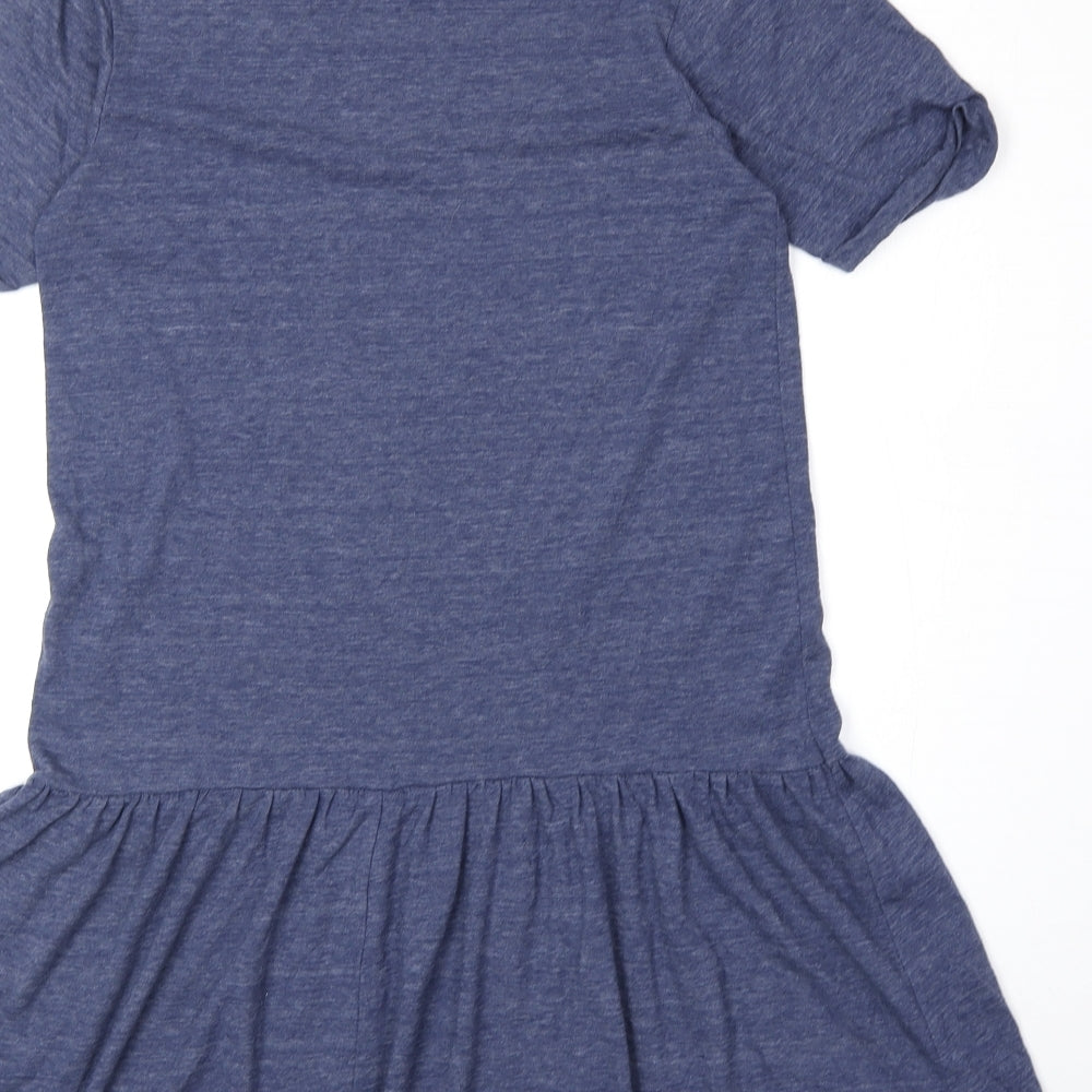 Topshop Womens Blue Polyester T-Shirt Dress Size 6 Round Neck Pullover