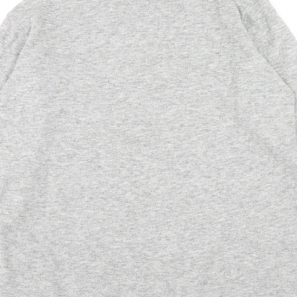 Marks & Spencer Mens Grey V-Neck Viscose Pullover Jumper Size L Long Sleeve
