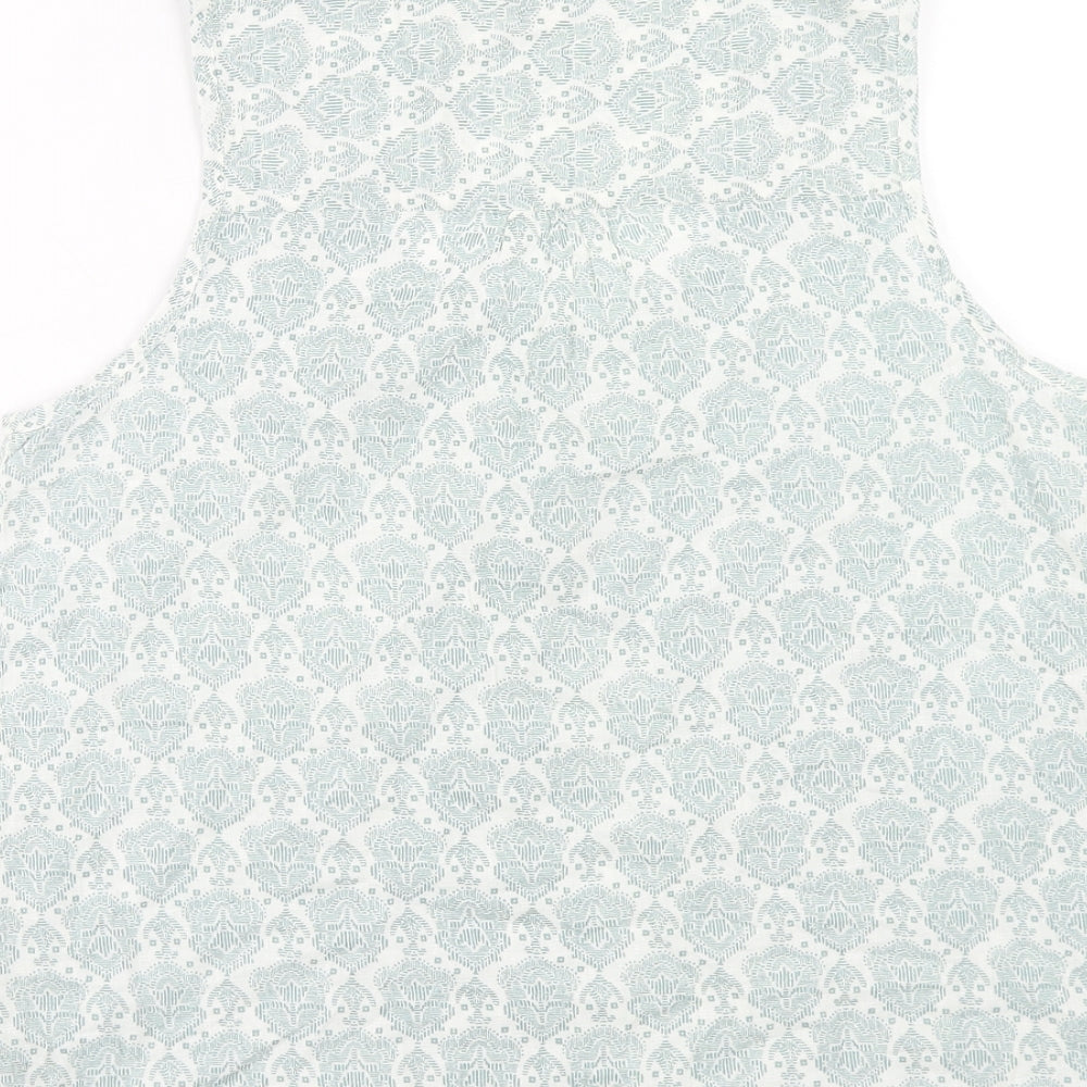 Preworn Womens Green Geometric Polyester Basic Tank Size 12 Round Neck