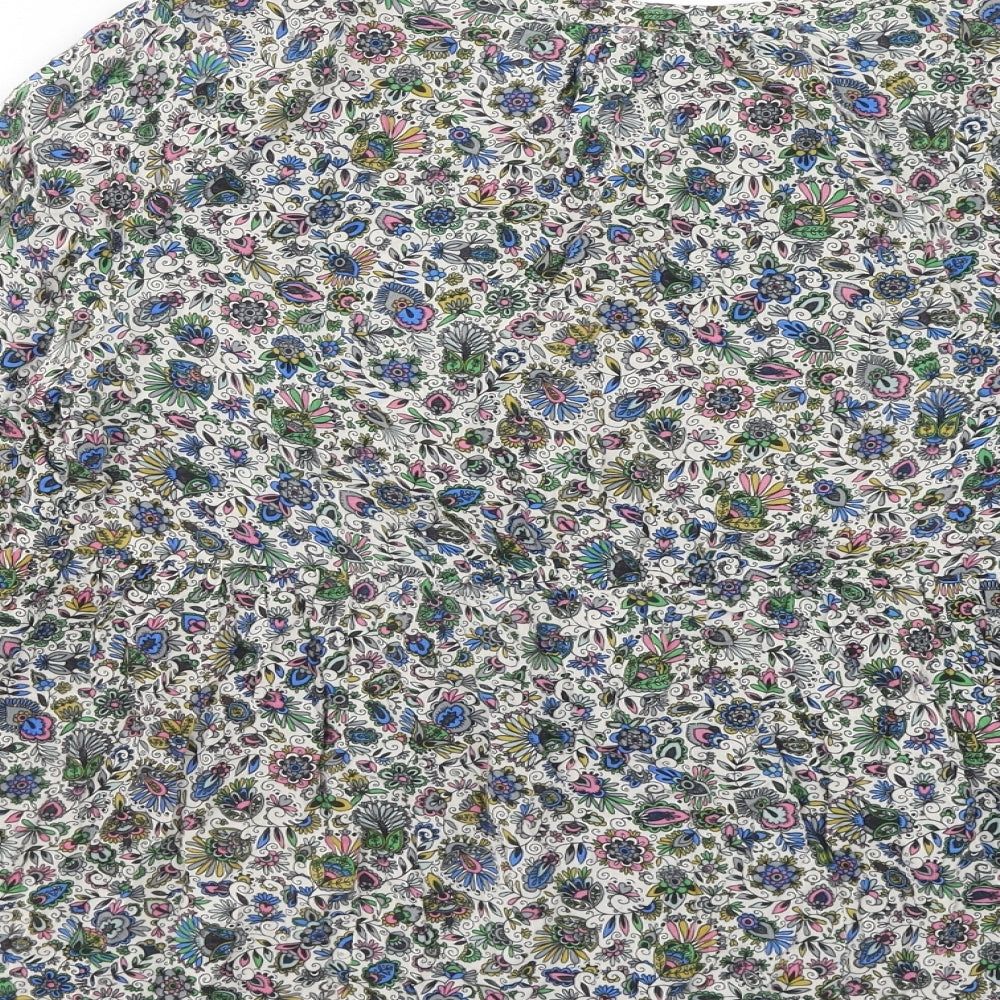 Warehouse Womens Multicoloured Floral Viscose Basic Blouse Size 12 Round Neck