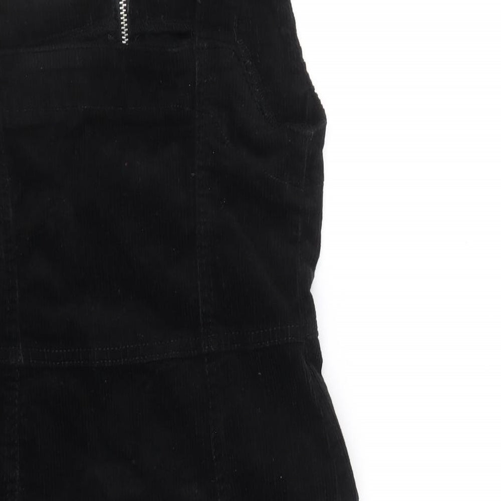 Denim & Co. Womens Black Cotton Mini Size 6 Square Neck Zip
