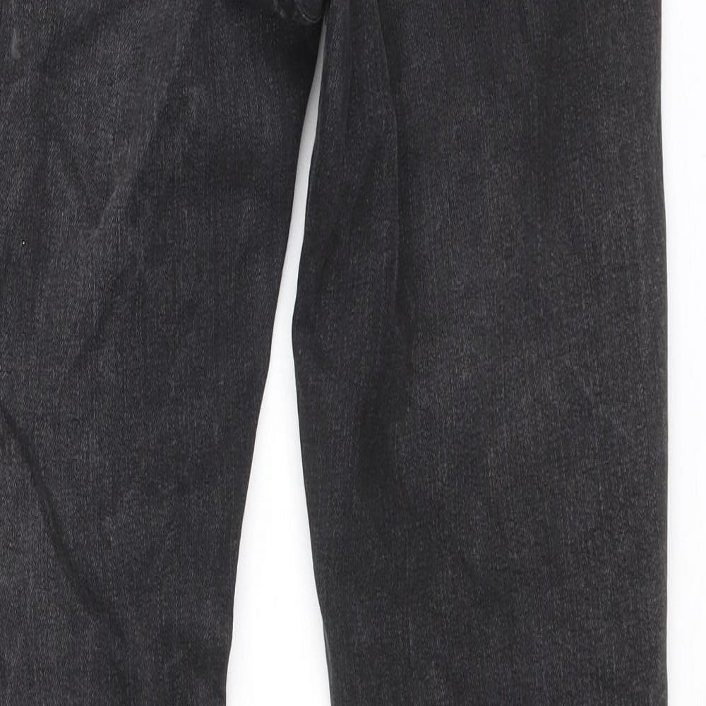Preworn Womens Black Cotton Straight Jeans Size 28 in Regular Button