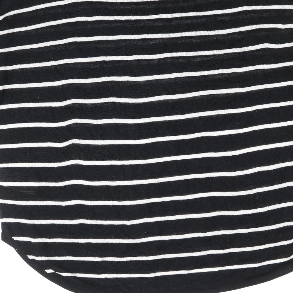 H&M Womens Black Boat Neck Striped Viscose Pullover Jumper Size XS
