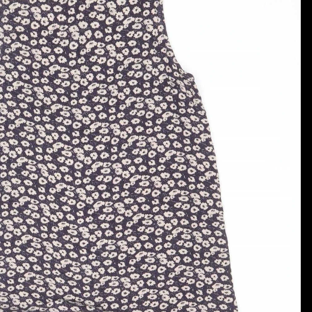 New Look Womens Purple Geometric Viscose Basic Tank Size 12 V-Neck