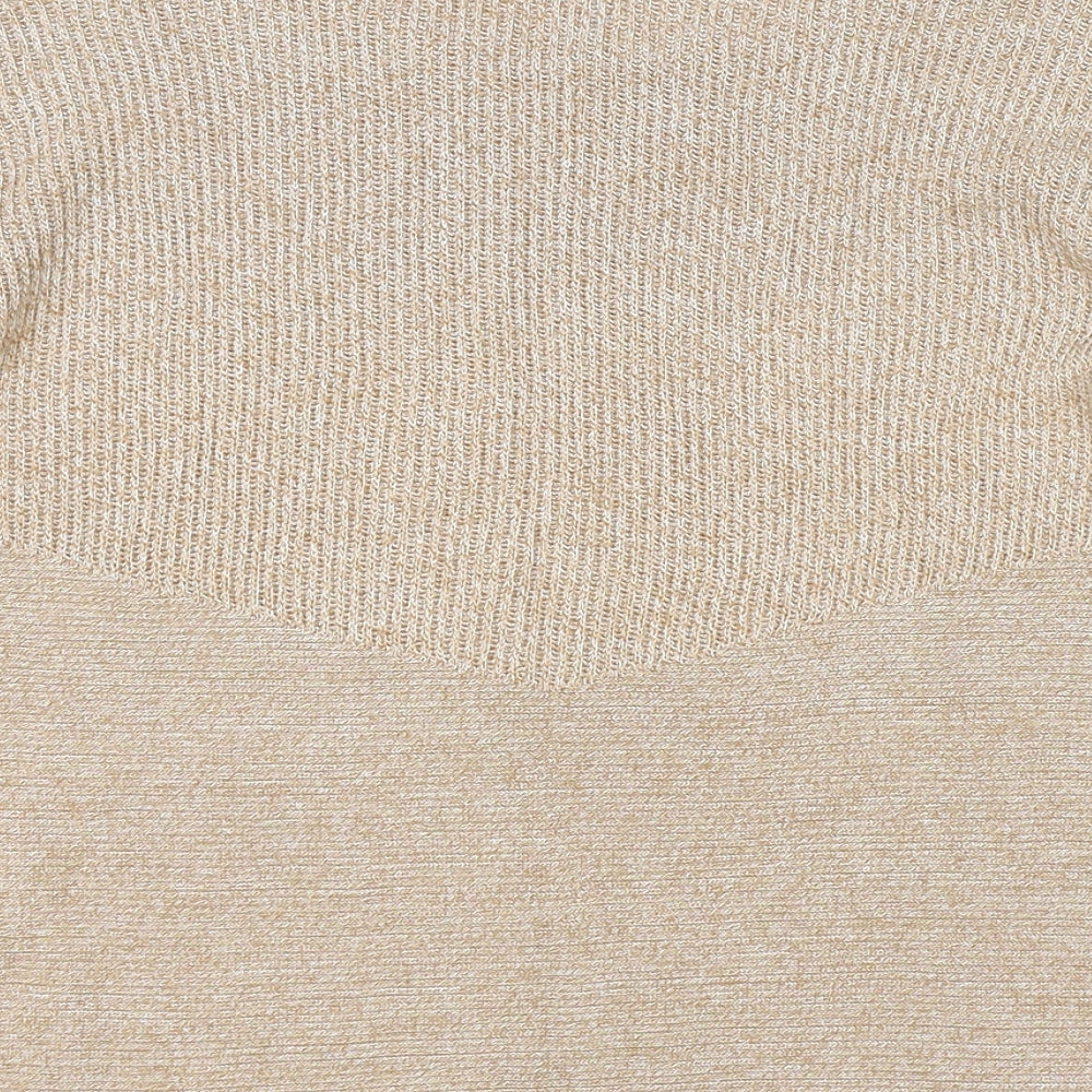 Peter Hahn Womens Brown Scoop Neck Cotton Pullover Jumper Size 10