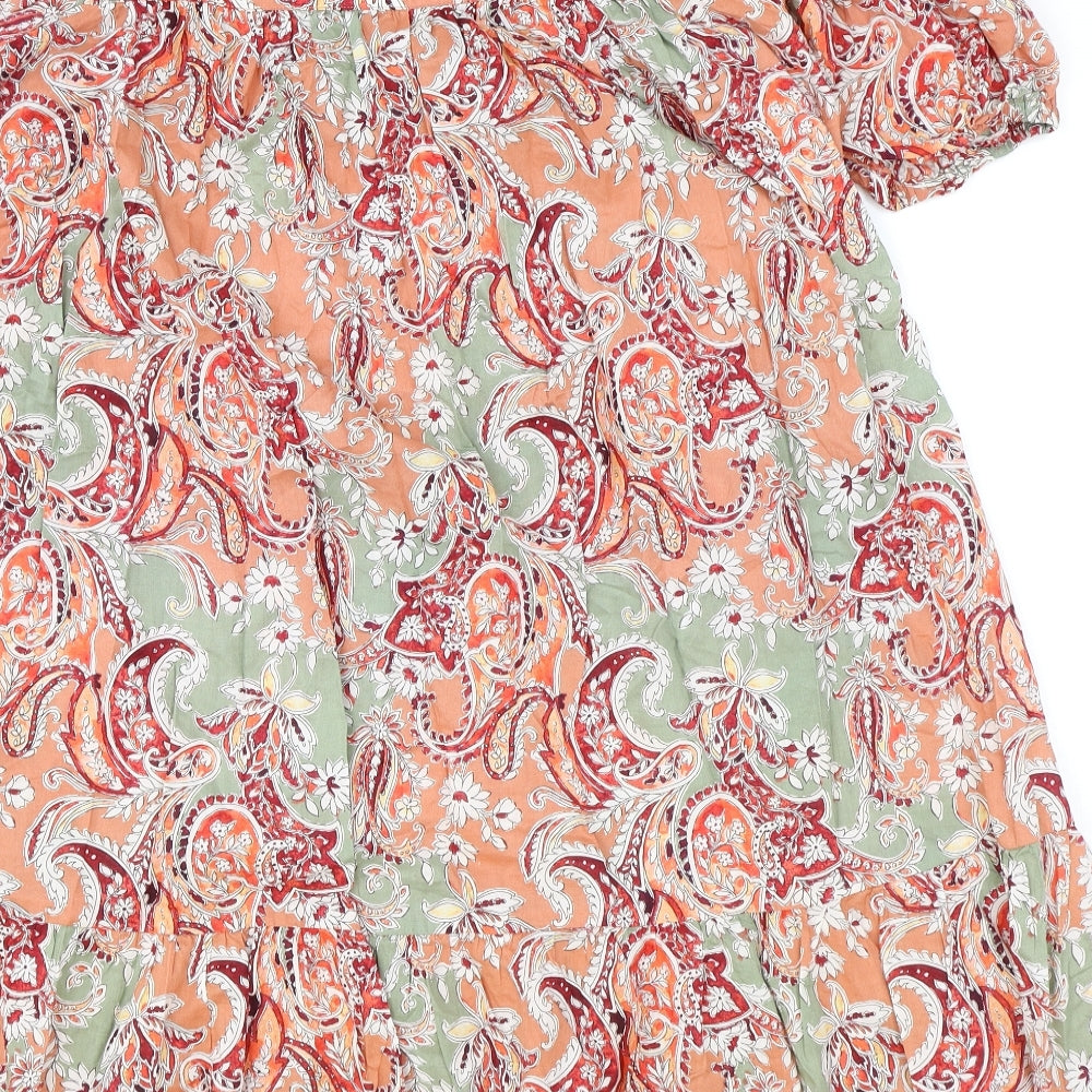 Preworn Womens Multicoloured Paisley 100% Cotton Trapeze & Swing Size L Square Neck Pullover