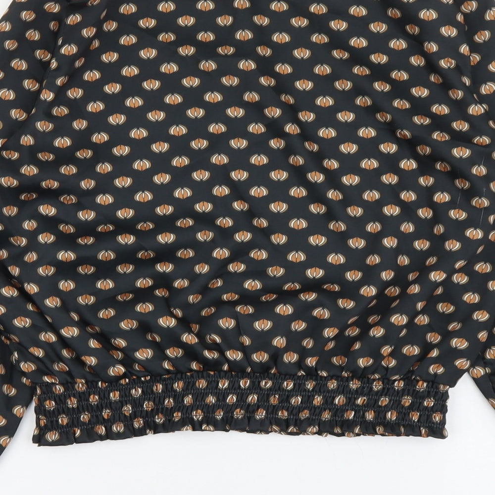 Adele Altman Womens Black Geometric Polyester Basic Blouse Size M Boat Neck