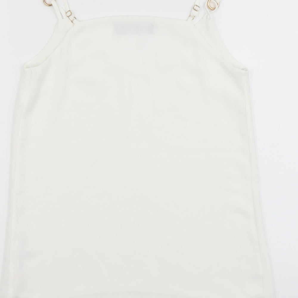 Dorothy Perkins Womens White Polyester Basic Tank Size 6 V-Neck