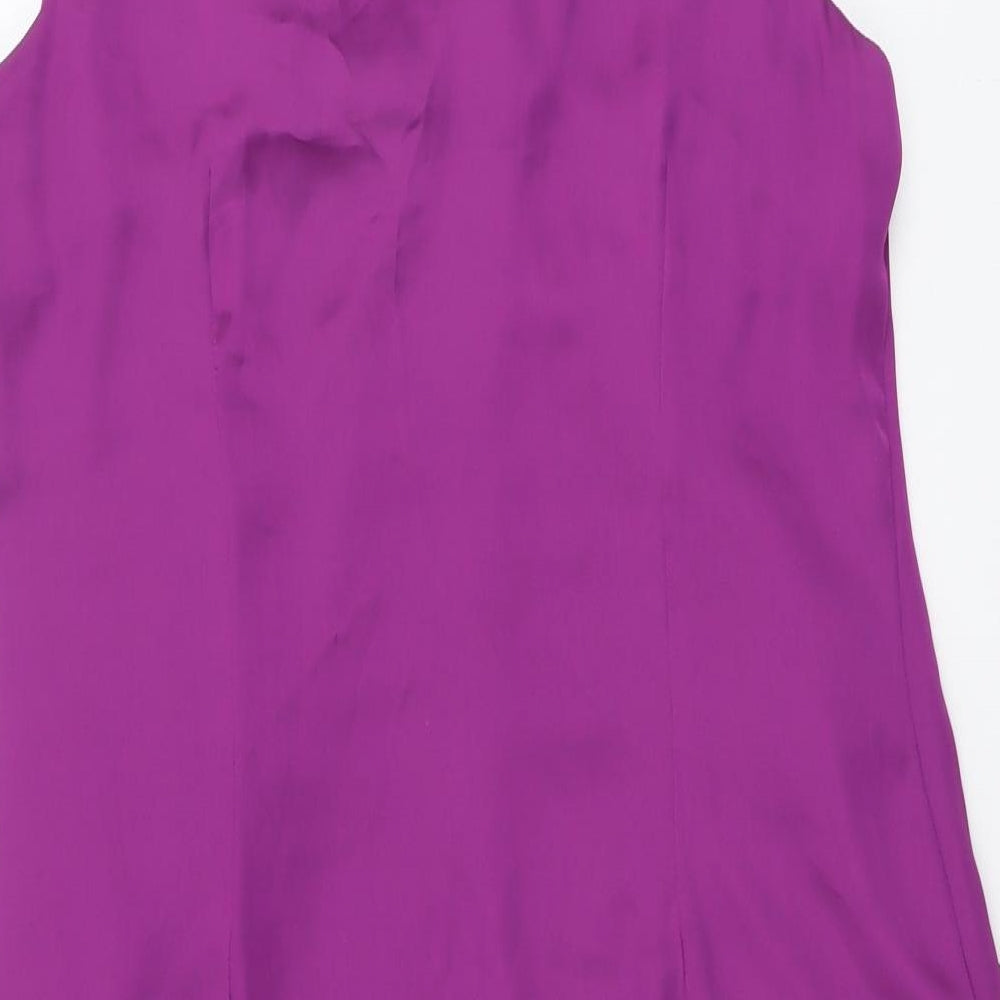 West One Womens Purple Polyester Sheath Size 14 Scoop Neck Pullover - Pleat Detail