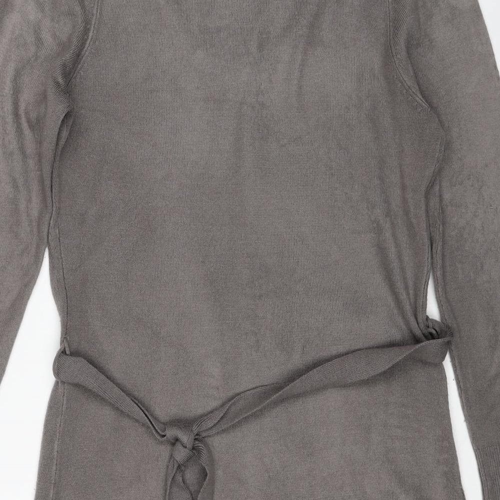 Papaya Womens Grey Acrylic Jumper Dress Size 12 Scoop Neck Pullover