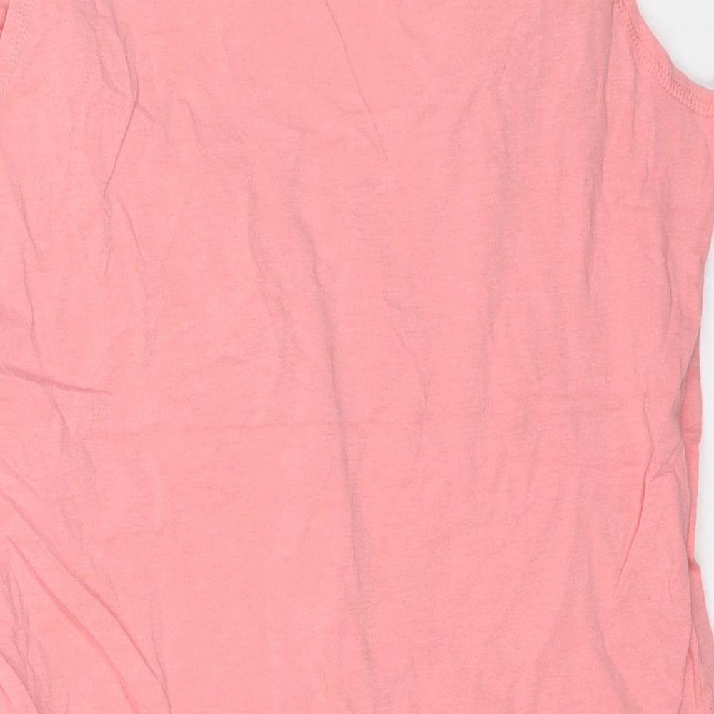 Jasper Womens Pink Cotton Basic Tank Size 14 Scoop Neck - Contrast Stitching