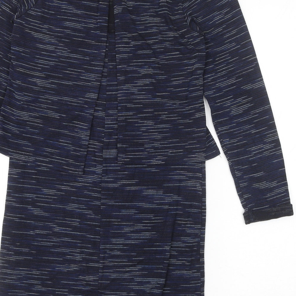 Topshop Womens Blue Striped Viscose T-Shirt Dress Size 8 Round Neck Pullover