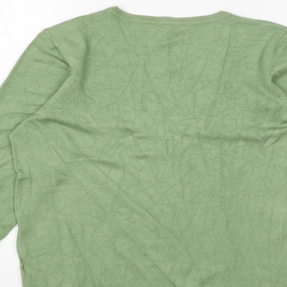 Peacocks Womens Green Round Neck Viscose Pullover Jumper Size 12