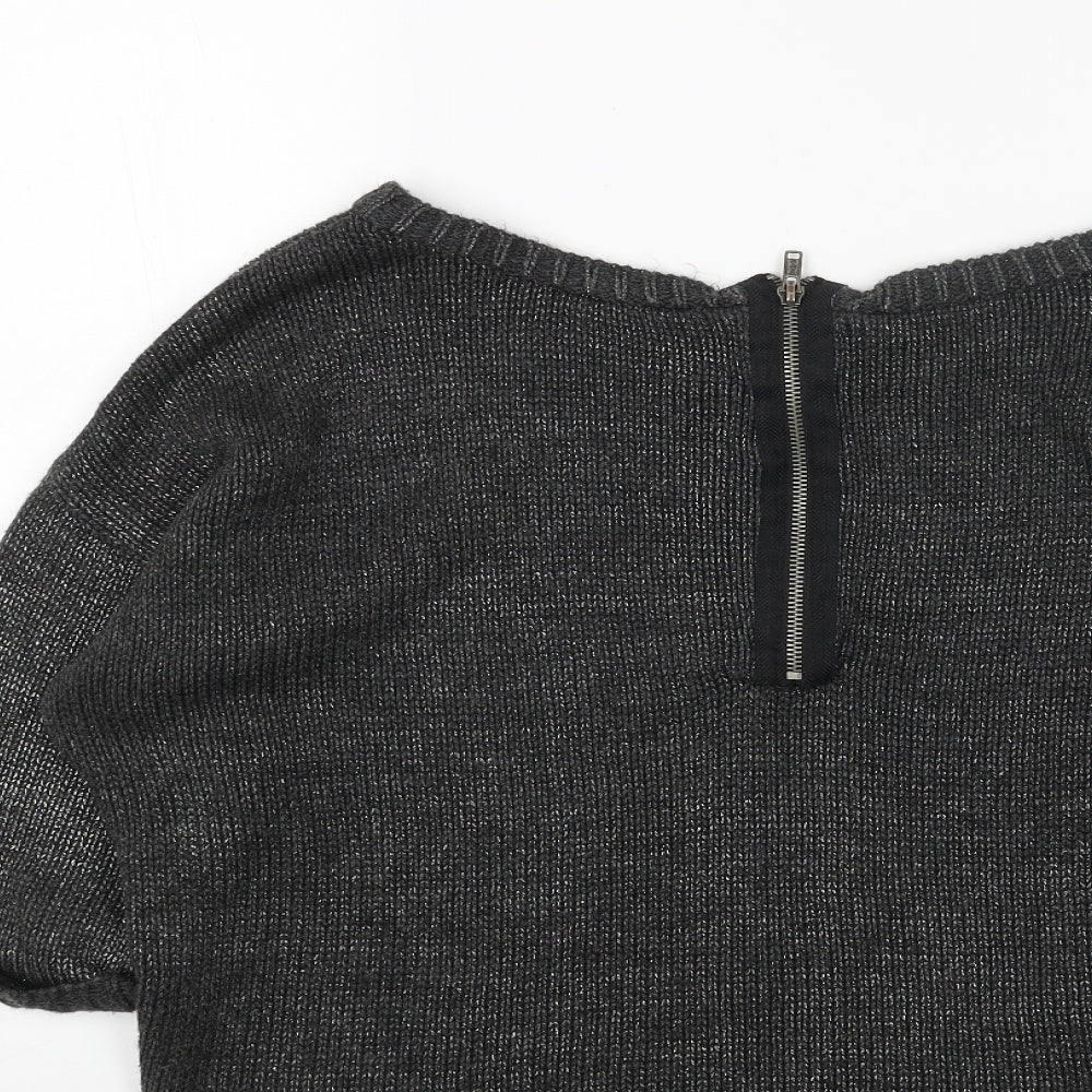 New Look Womens Grey Boat Neck Acrylic Pullover Jumper Size 14