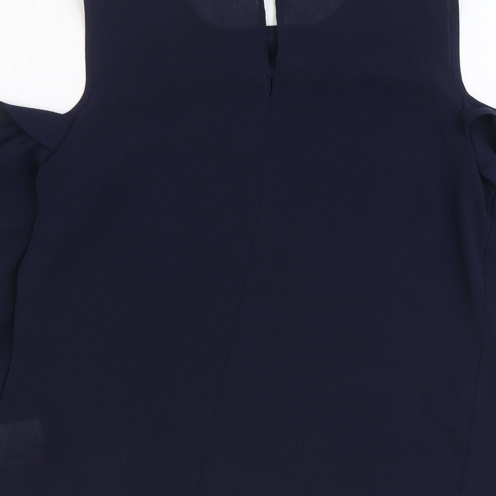 Atmosphere Womens Blue Polyester Basic Blouse Size 8 Round Neck