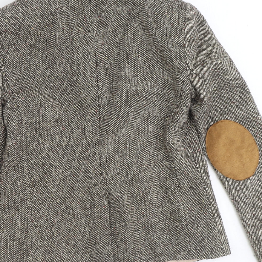Topshop Womens Brown Geometric Jacket Size 8 Snap