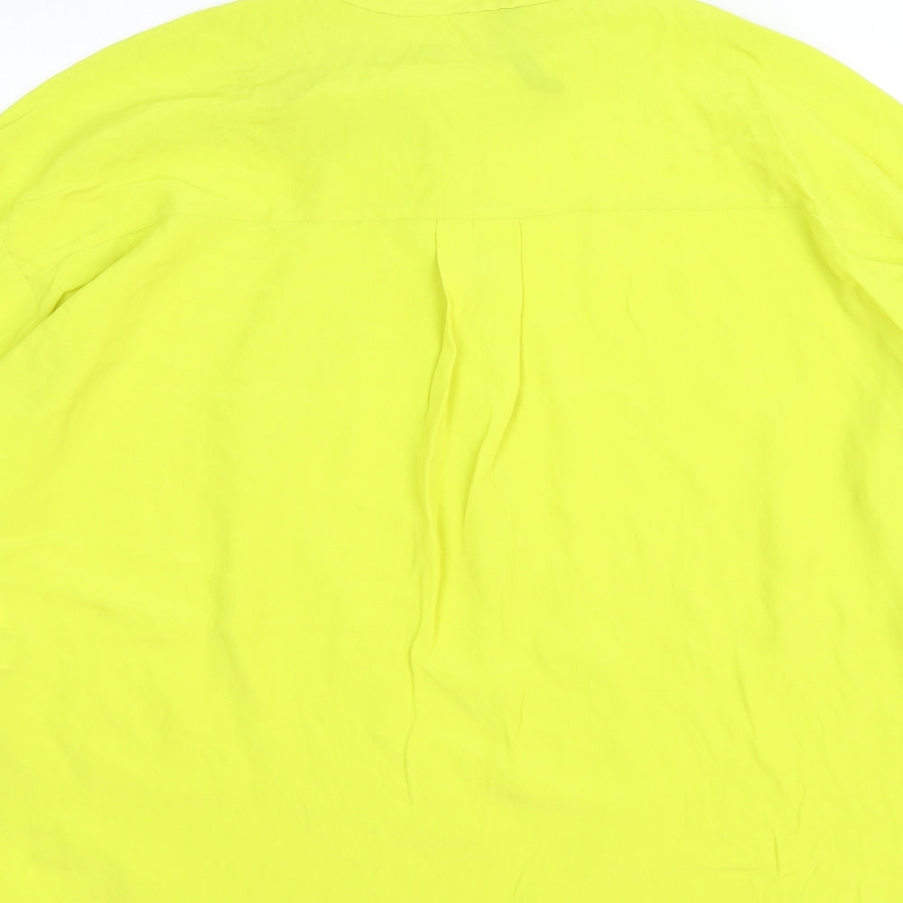Zara Womens Yellow Viscose Basic Blouse Size XS Round Neck - Pussy Bow Neck