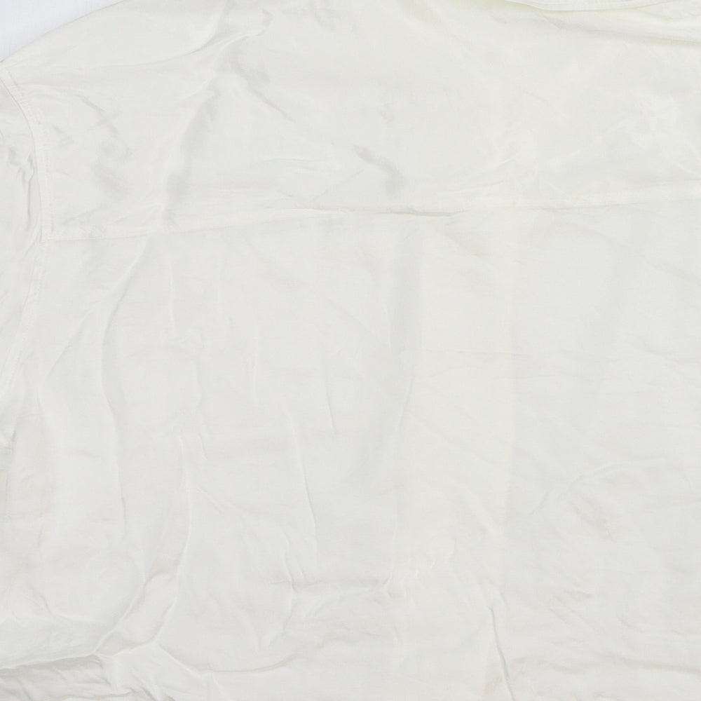 H&M Womens White Viscose Basic Button-Up Size L Collared