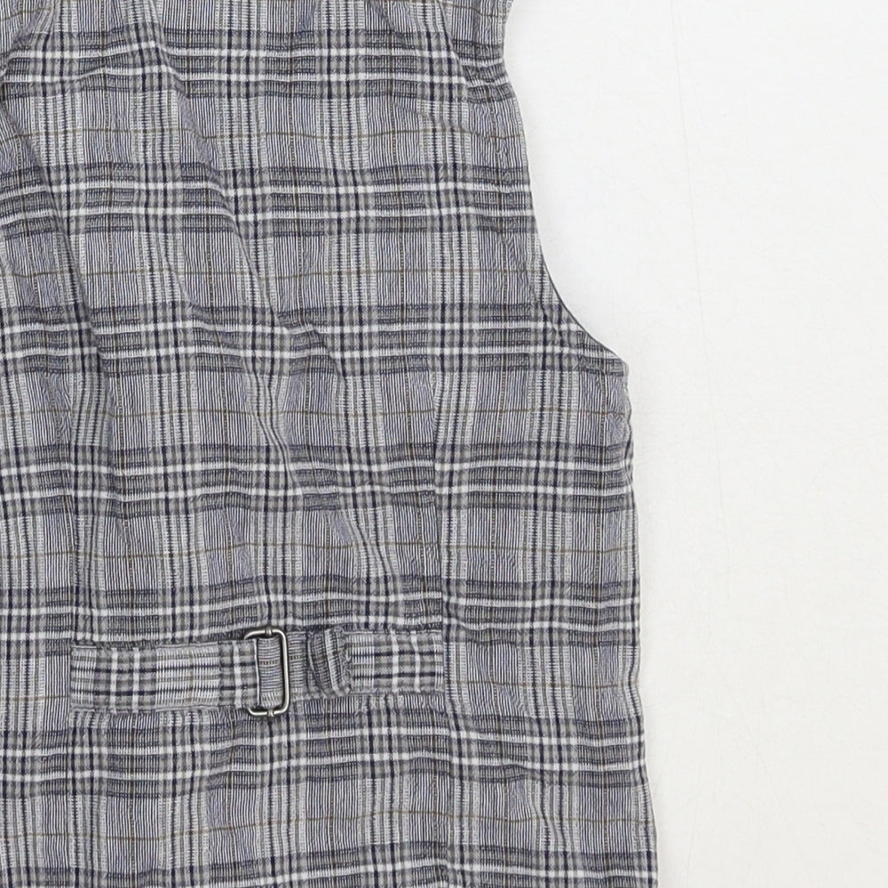 Next Boys Grey Plaid Jacket Waistcoat Size 4-5 Years Button