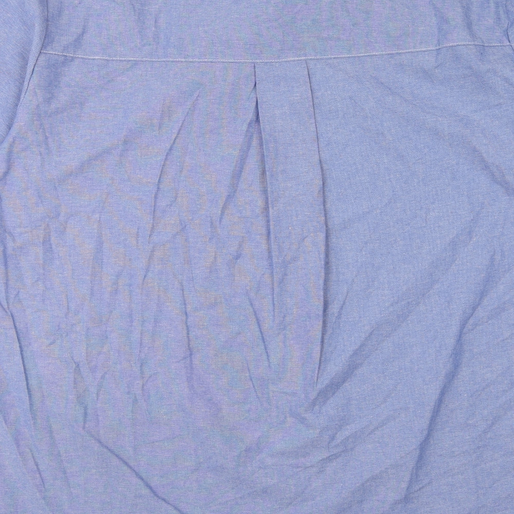 Ricami di Assin Womens Blue Geometric Cotton Basic Button-Up Size 2XL Collared