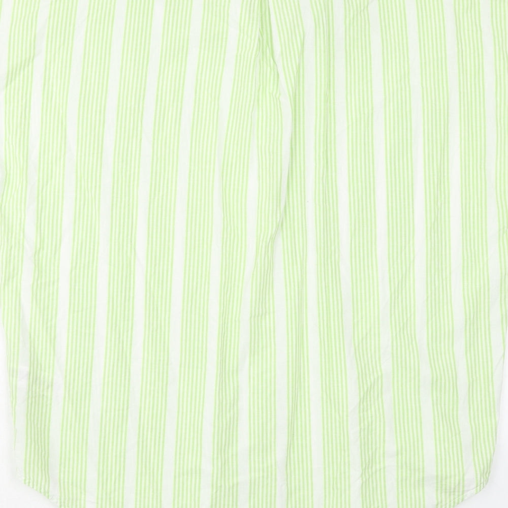 NEXT Womens Green Striped Cotton Basic Button-Up Size S Collared