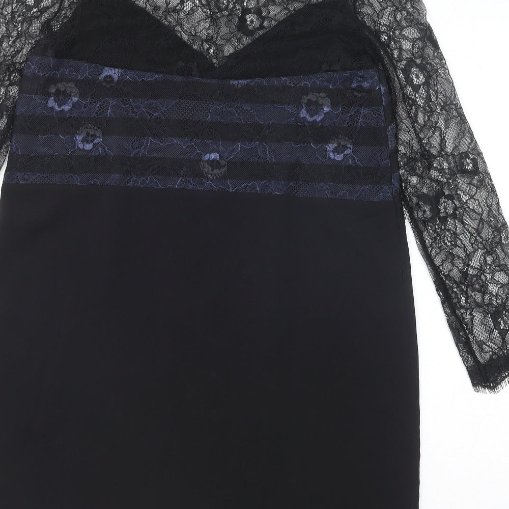 Zara Womens Black Polyamide Shift Size XS Round Neck Pullover - Lace Top