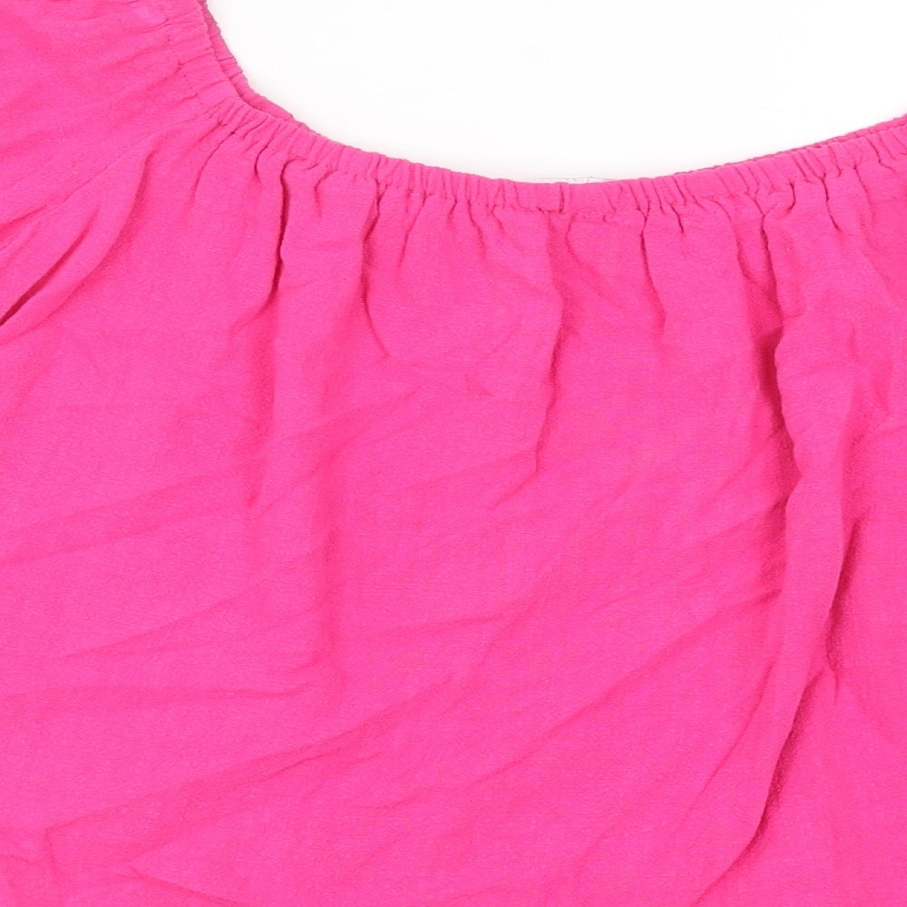 Topshop Womens Pink Viscose Cropped Blouse Size 14 Off the Shoulder - Bardot