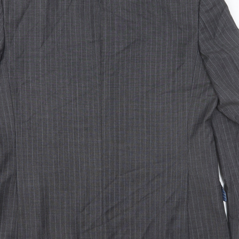 Marks & Spencer Mens Grey Striped Viscose Jacket Suit Jacket Size 46 Regular