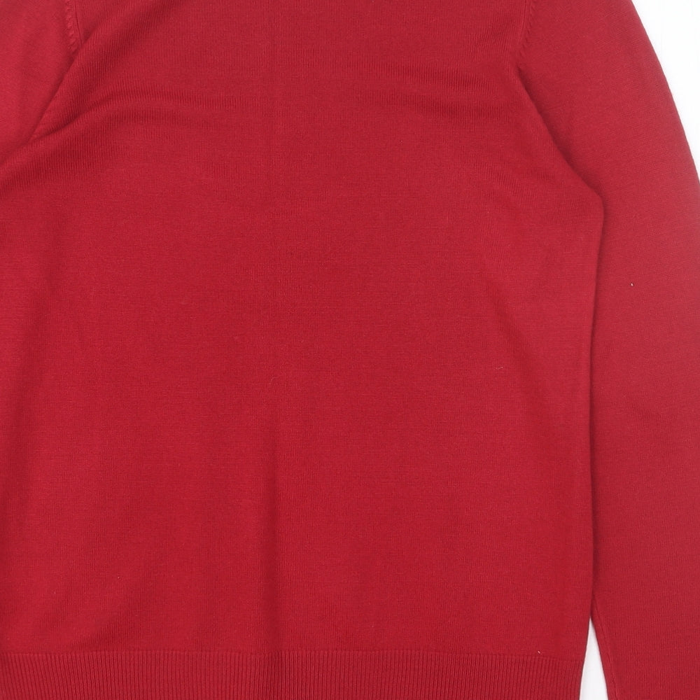 Marks & Spencer Womens Red Boat Neck Acrylic Pullover Jumper Size 8