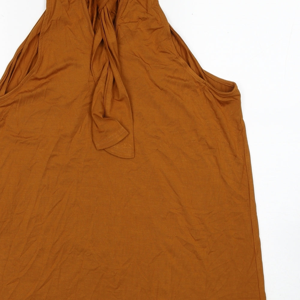 Preworn Womens Brown Polyester Basic Tank Size XL Halter
