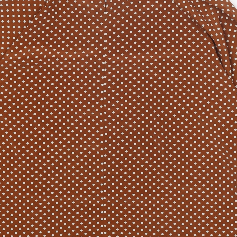 Sensations Womens Orange Polka Dot Polyester Basic Blouse Size 14 Scoop Neck