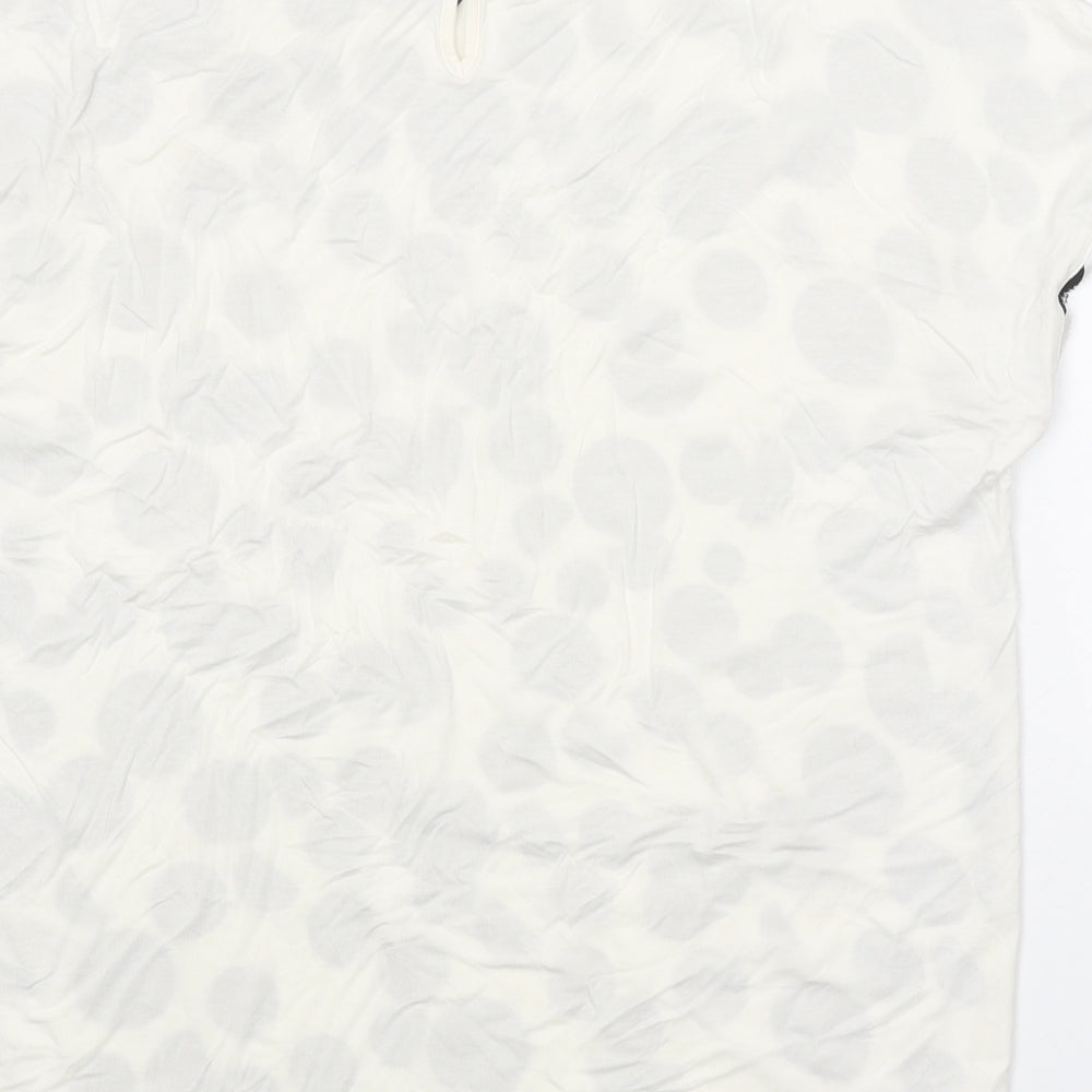 Marks & Spencer Womens White Geometric Viscose Basic Blouse Size 10 Scoop Neck