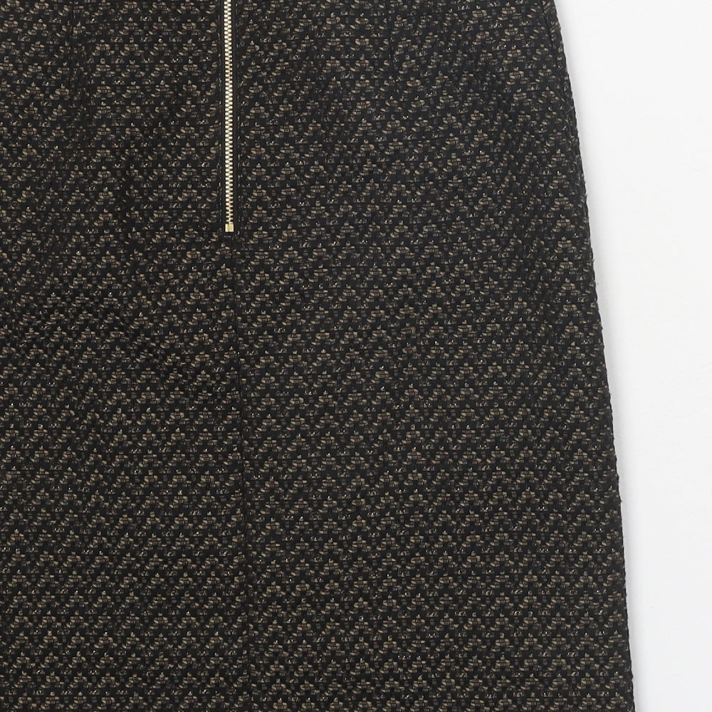 Marks & Spencer Womens Black Geometric Polyester Skort Skirt Size 6 Zip