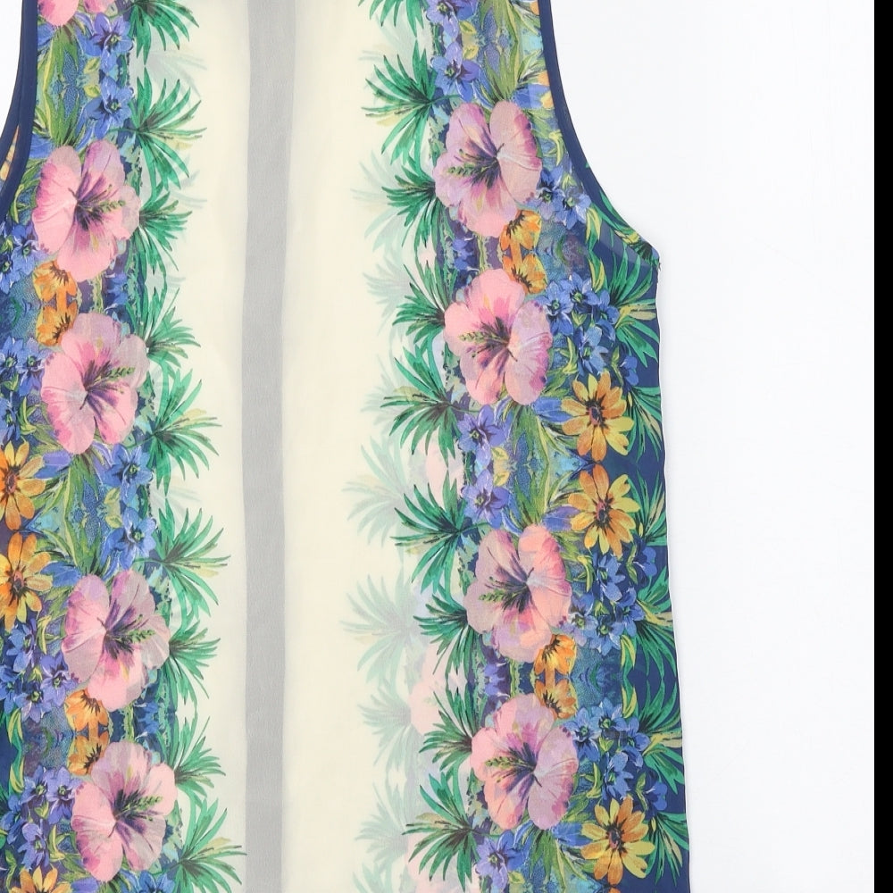 New Look Womens Multicoloured Floral Polyester Basic Button-Up Size 10 Collared