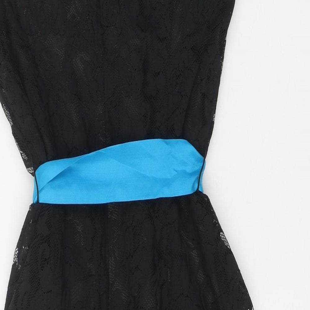 Preworn Womens Black Polyester Fit & Flare One Size Boat Neck Zip