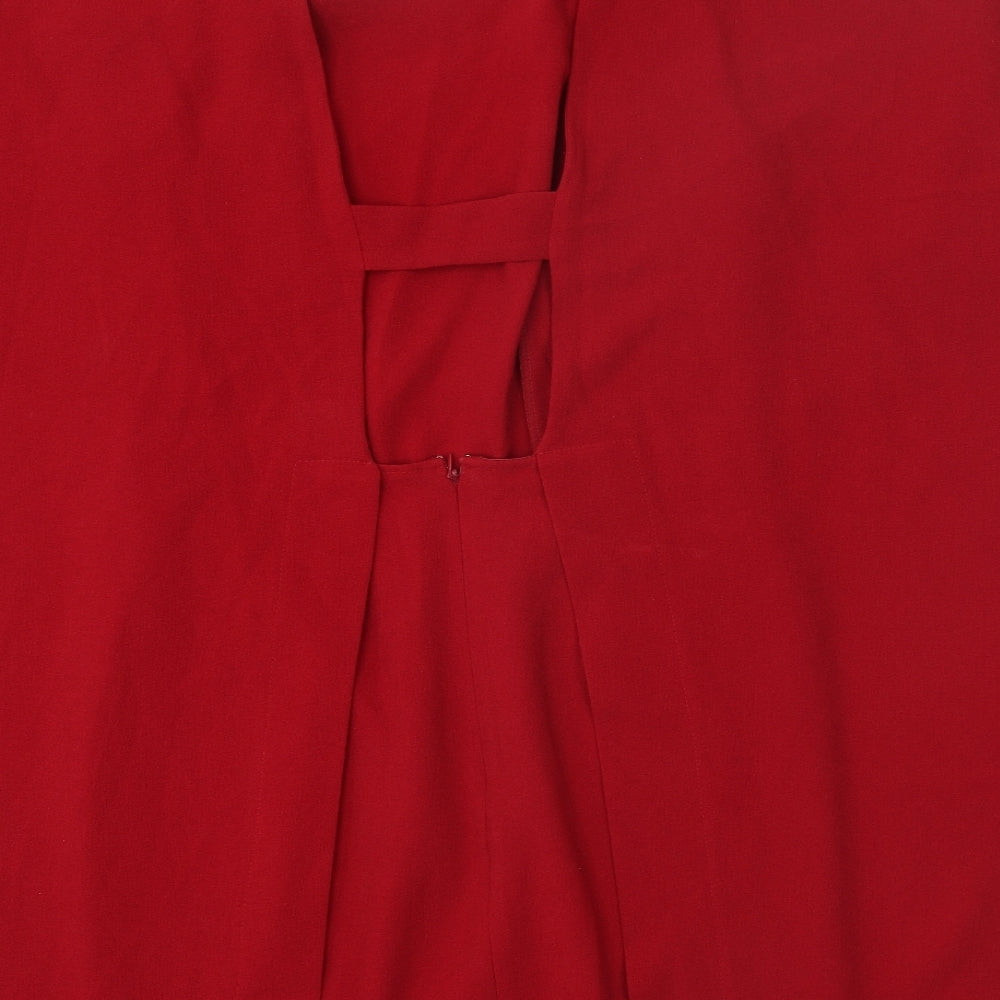 Shop Direct Womens Red Polyester Sheath Size 10 Boat Neck Zip