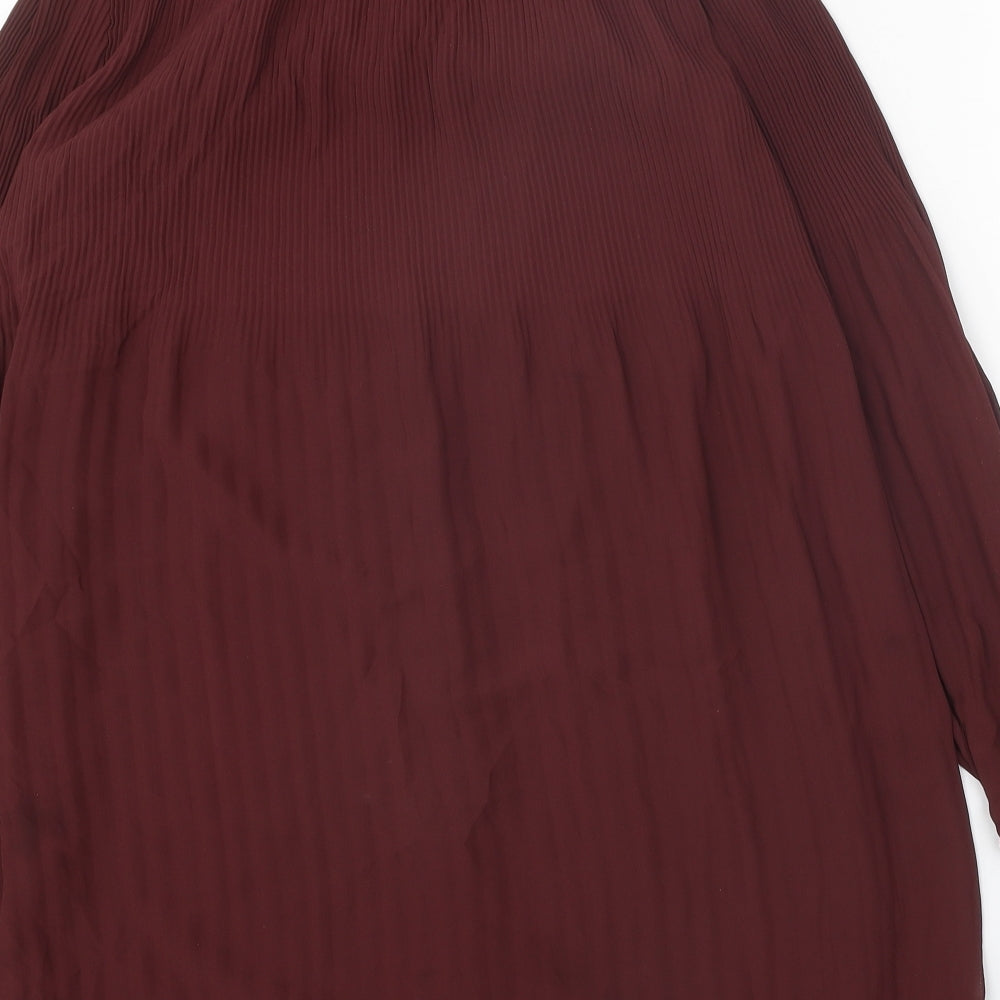 Phase Eight Womens Brown Polyester Trapeze & Swing Size 8 Scoop Neck Pullover - Pleated