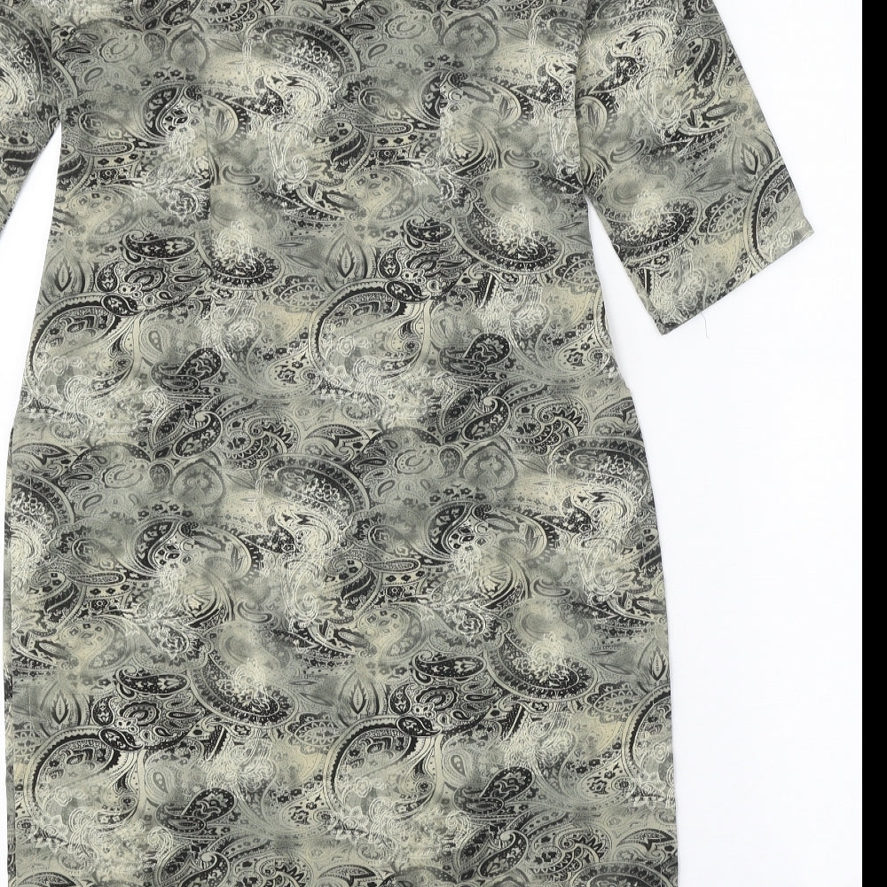 Preworn Womens Grey Paisley Polyester A-Line One Size Scoop Neck Pullover