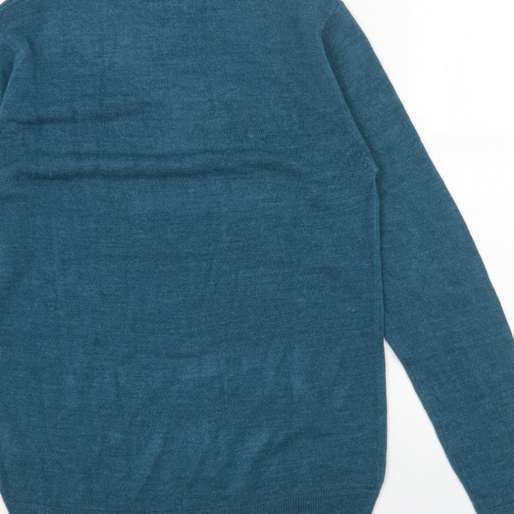Cedarwood State Mens Blue Round Neck Acrylic Pullover Jumper Size S Long Sleeve