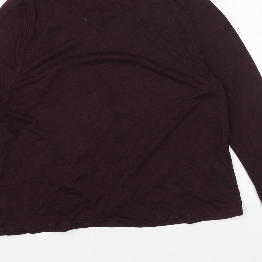 Red Herring Womens Purple Cotton Cropped Blouse Size 10 Scoop Neck - Knot Front