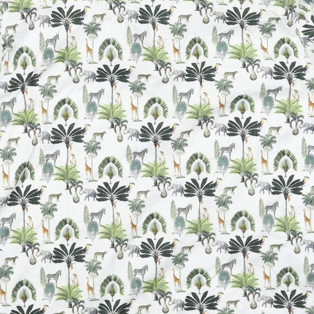 Country Club Womens White Geometric Cotton Basic Polo Size S Collared - Safari Animals