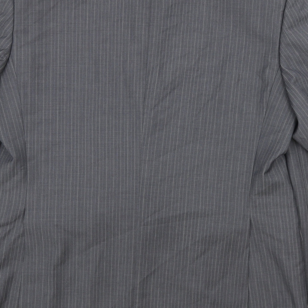 Marks & Spencer Mens Grey Striped Wool Jacket Suit Jacket Size 42 Regular