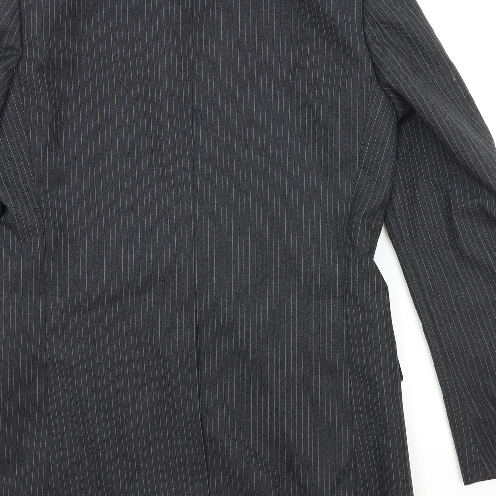 St Michael Mens Grey Striped Polyester Jacket Suit Jacket Size 38 Regular