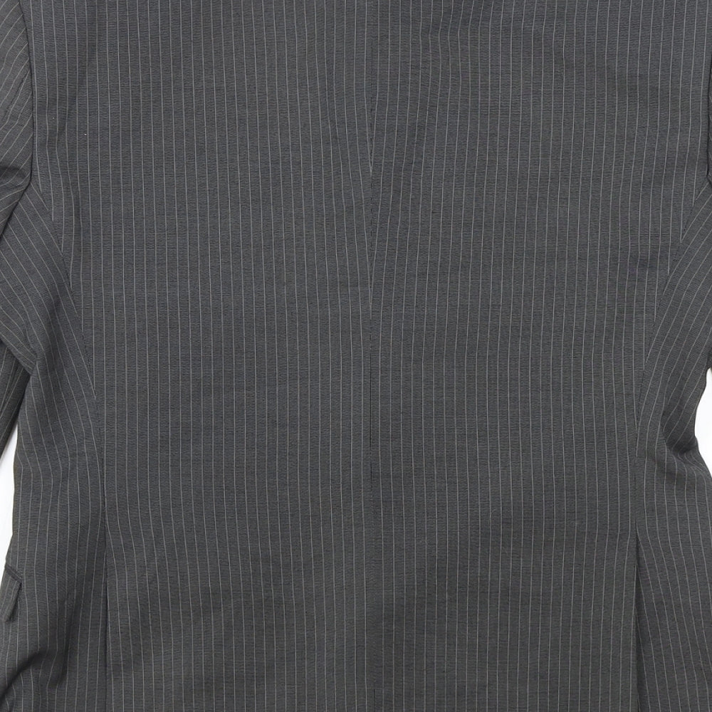 NEXT Mens Grey Striped Polyester Jacket Blazer Size 40 Regular