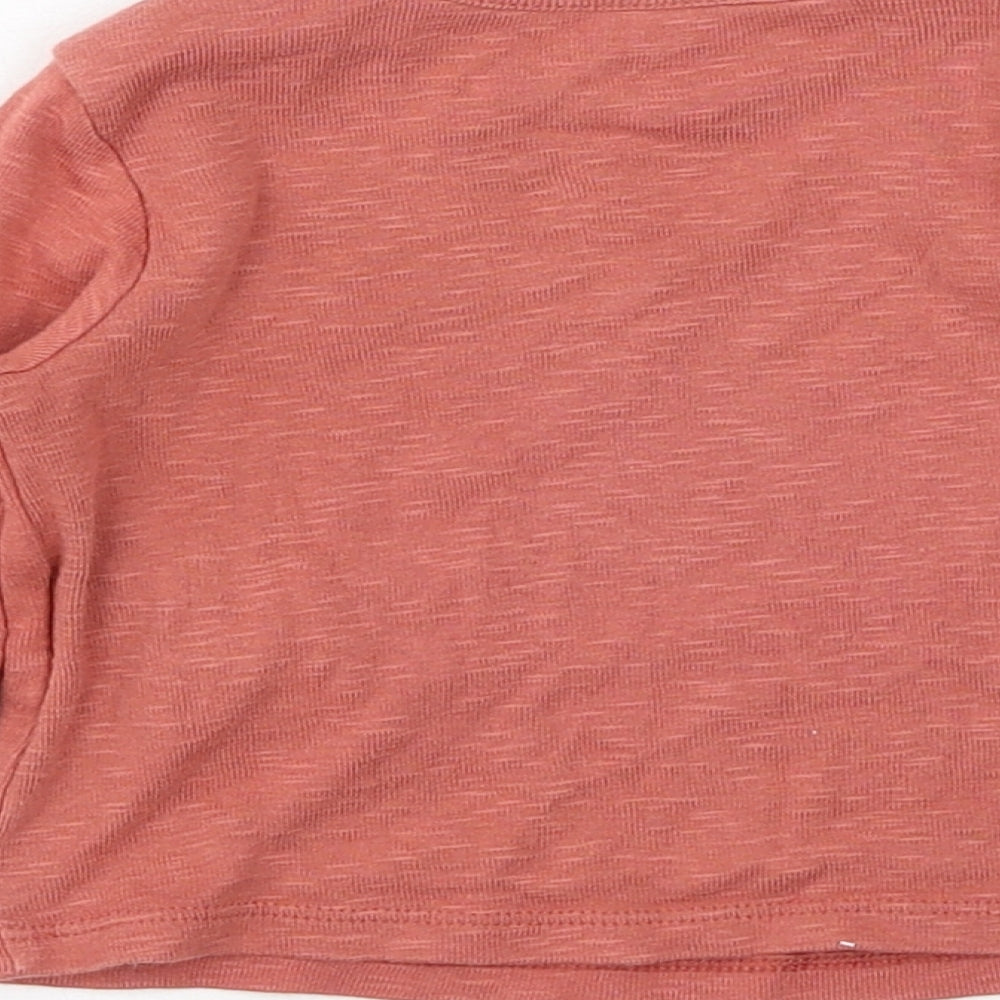 Marks & Spencer Baby Red Cotton Basic T-Shirt Size 3-6 Months Round Neck Pullover - Rhino, Please Look After Me