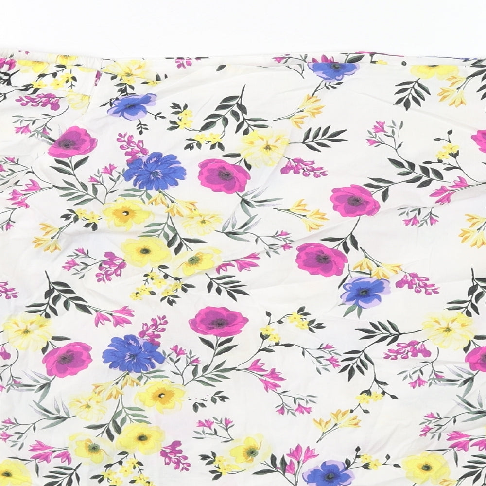New Look Womens Multicoloured Floral Cotton Basic Blouse Size 12 Off the Shoulder